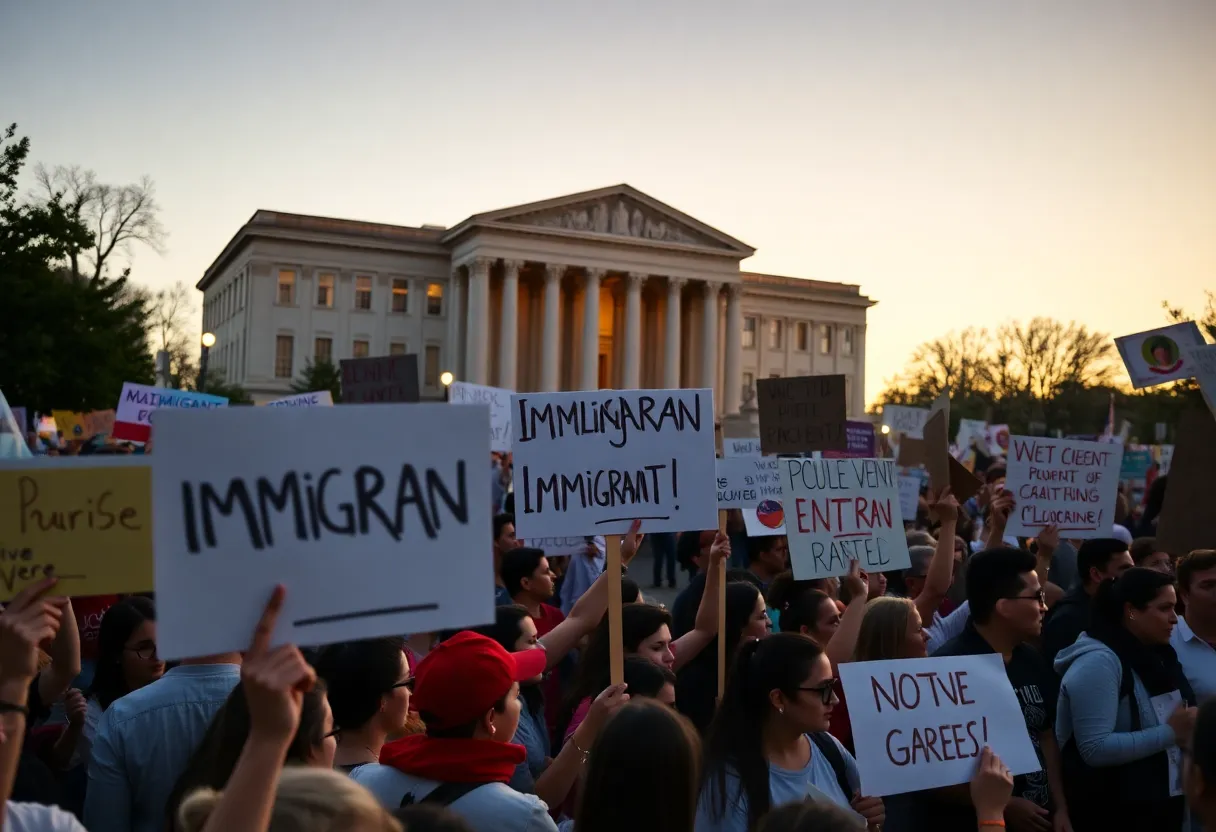 Protesters in Jacksonville advocating against immigration raids