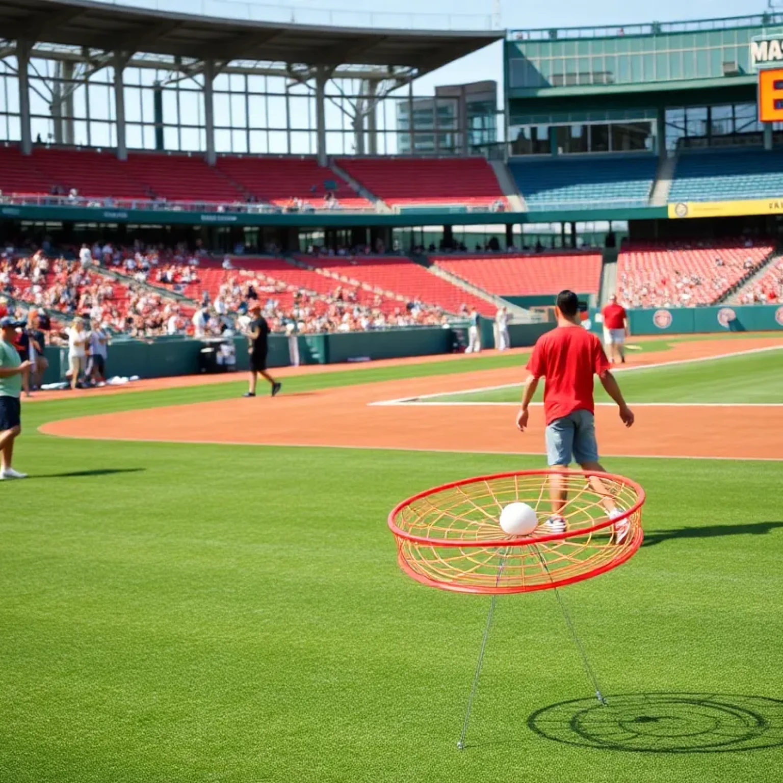 Players participating in disc golf at Jacksonville Jumbo Shrimp event