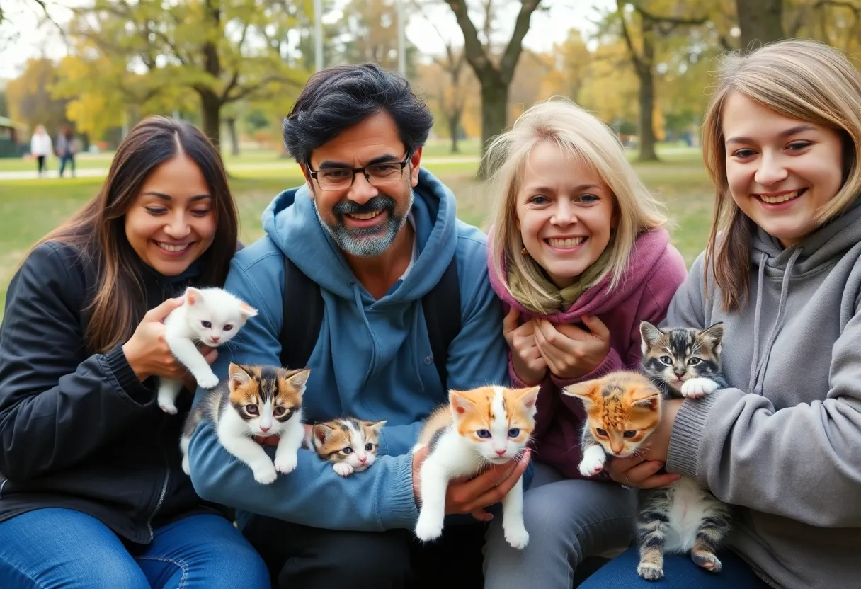 Community members fostering kittens at Jacksonville's Kitty Hall event