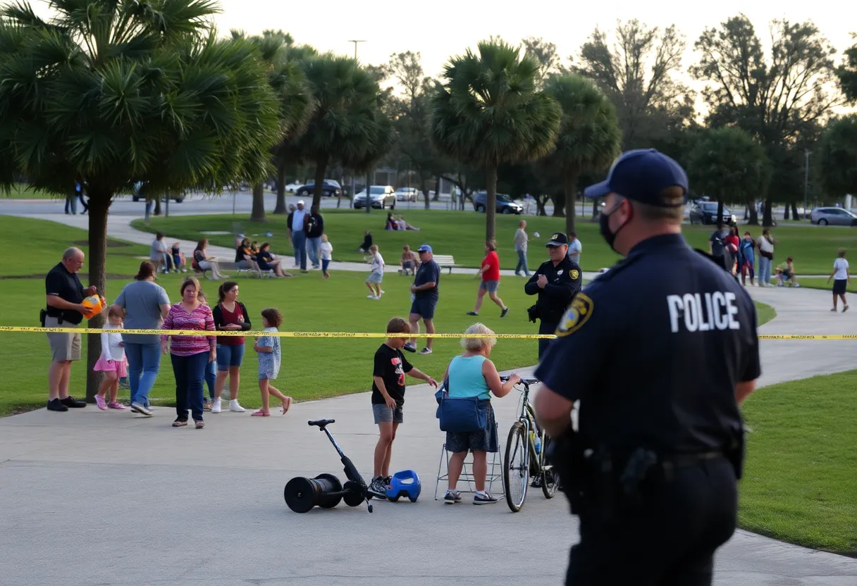 Police gathered at Charles Boobie Clark Park and Pool following a shooting incident.