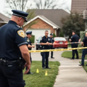 Police officers investigating a shooting scene at a house party in Jacksonville