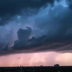 Dramatic sky indicating approaching storms over Jacksonville, Florida