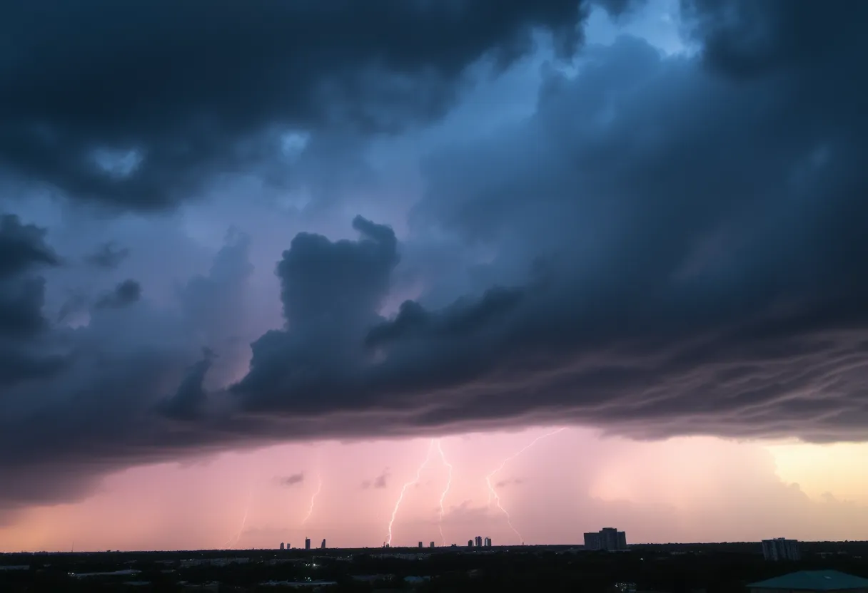 Dramatic sky indicating approaching storms over Jacksonville, Florida
