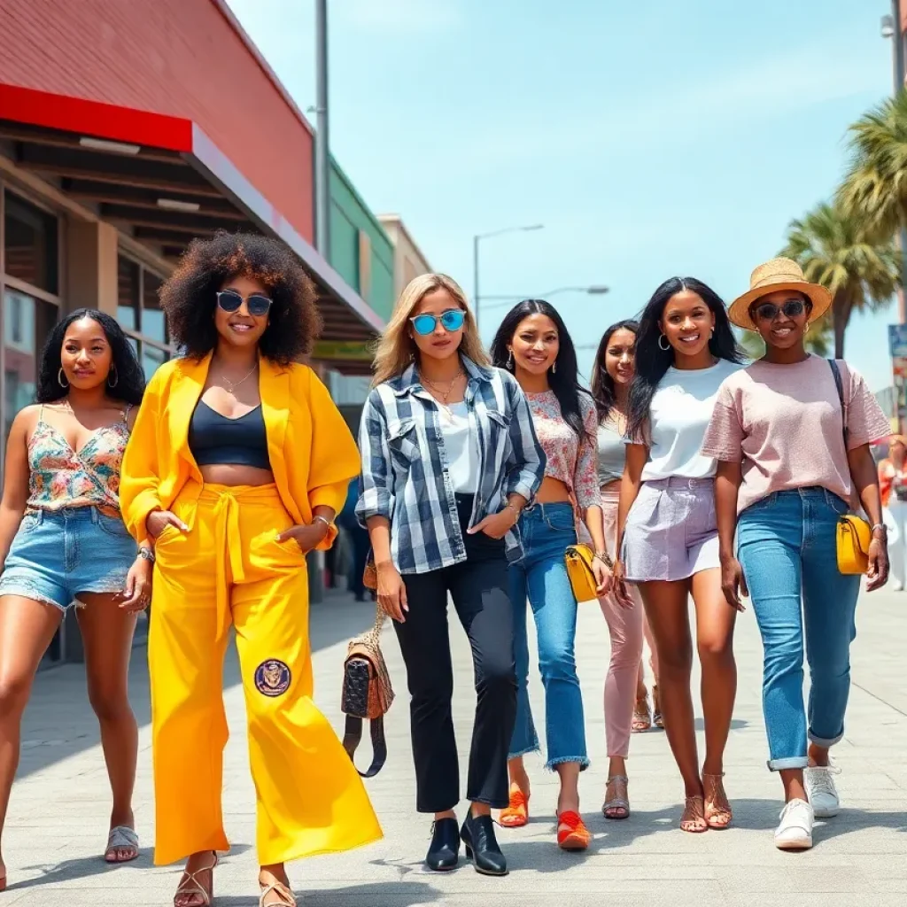 Vibrant street fashion in Jacksonville featuring diverse styles and colorful outfits.