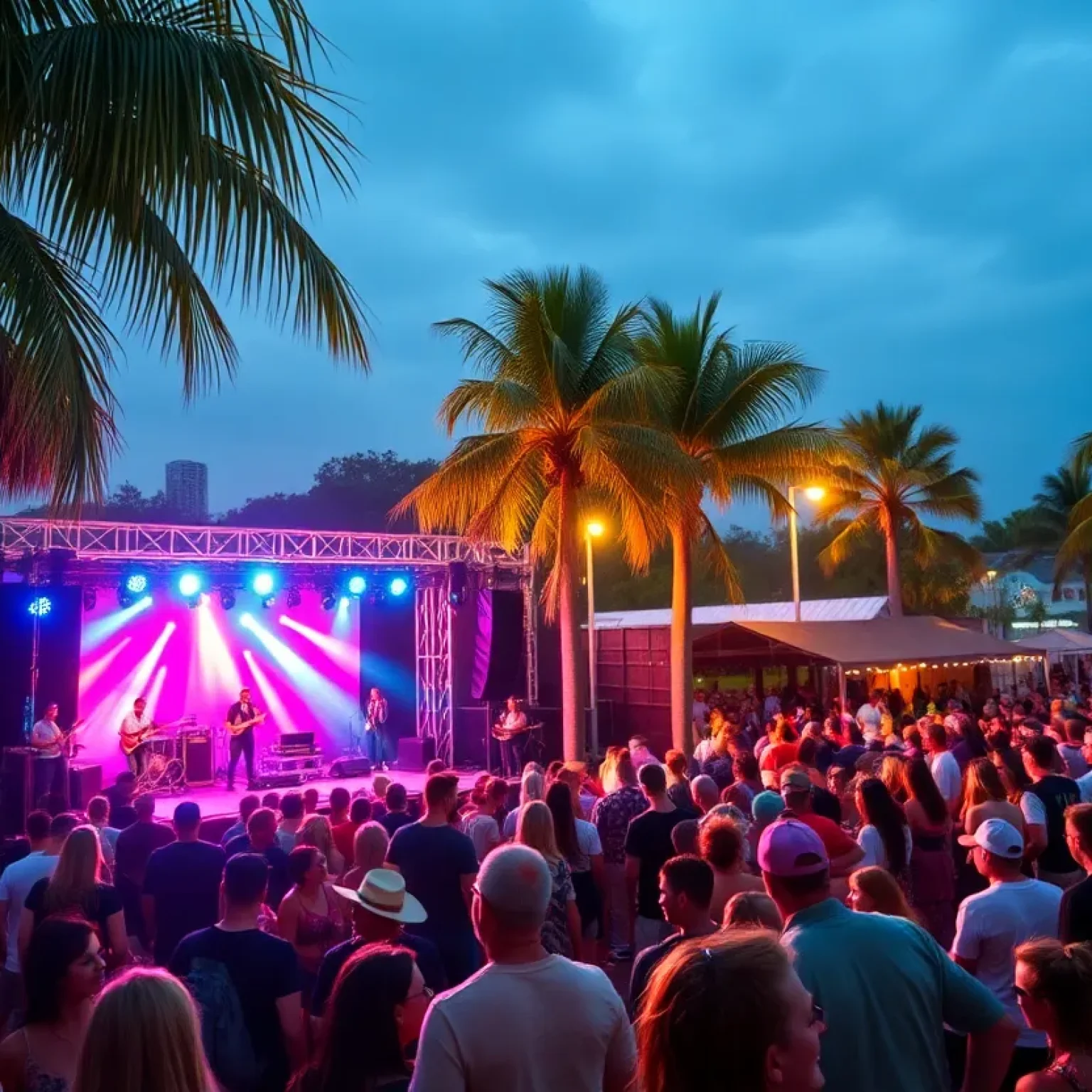 Crowd enjoying a concert in Jacksonville during summer
