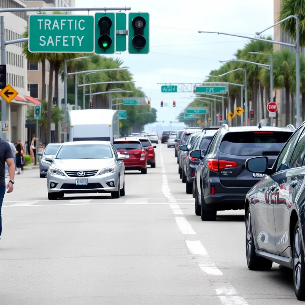 Traffic in Jacksonville highlighting pedestrian safety concerns