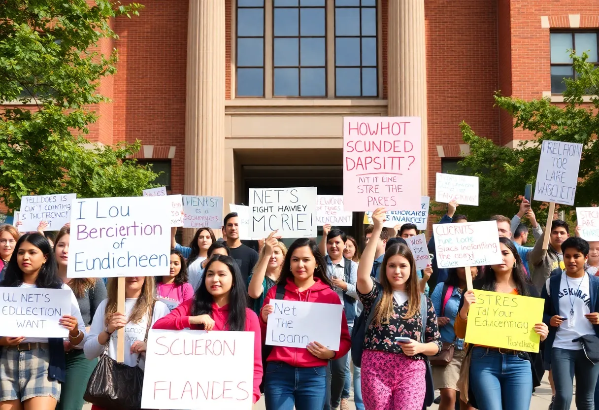 Students protesting against financial cuts at Jacksonville University