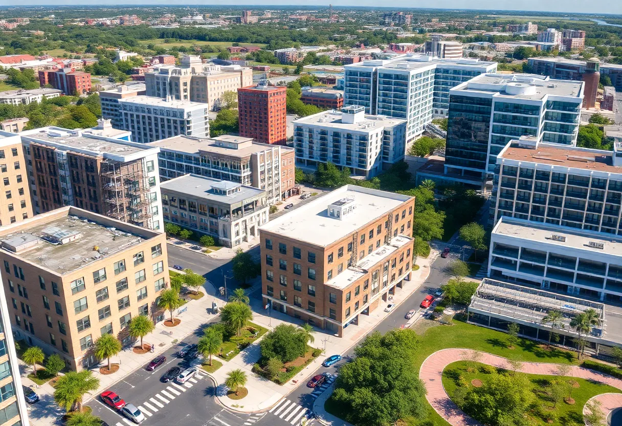Cityscape view of Jacksonville featuring urban development projects and modern architecture.