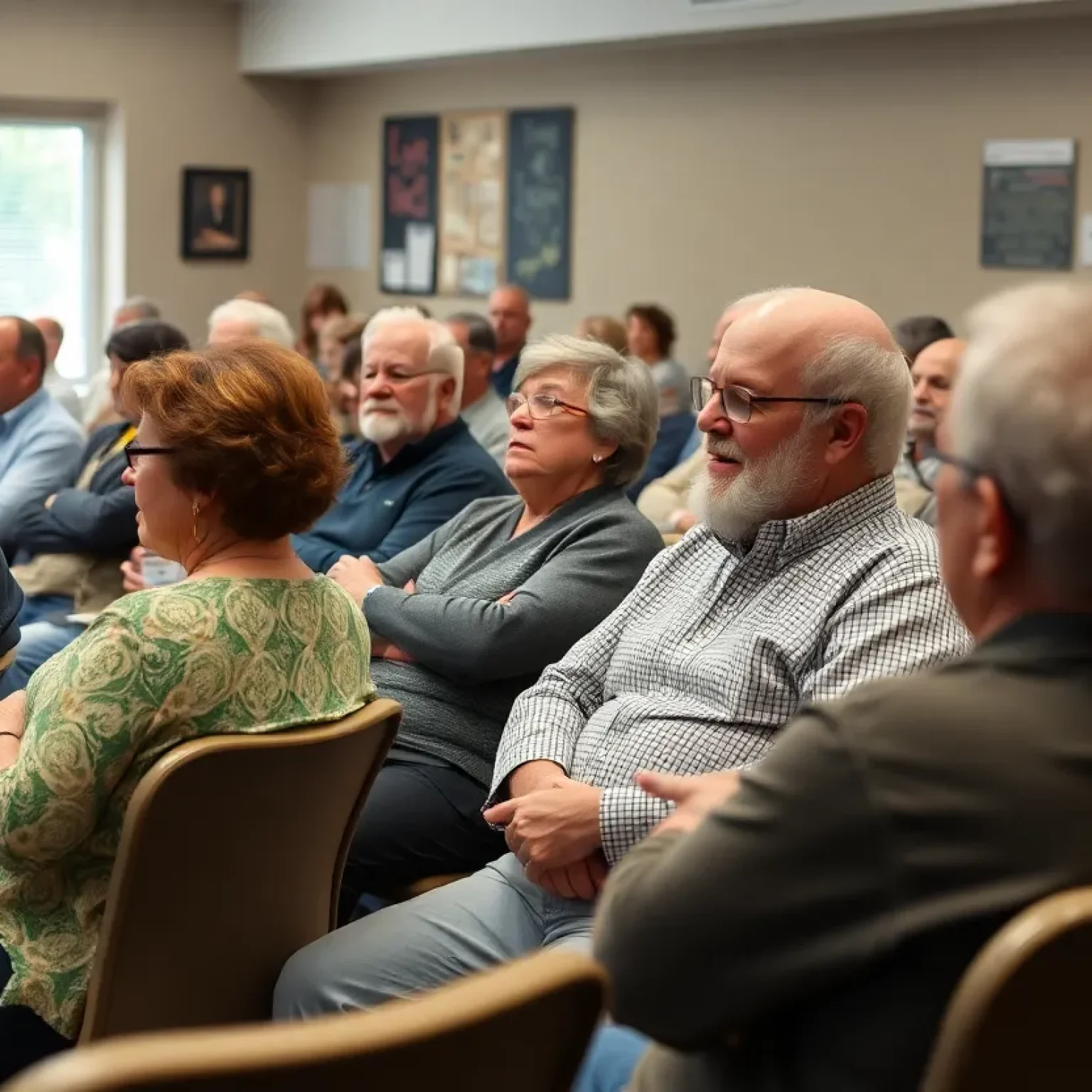 Community members at a town hall meeting discussing utility issues