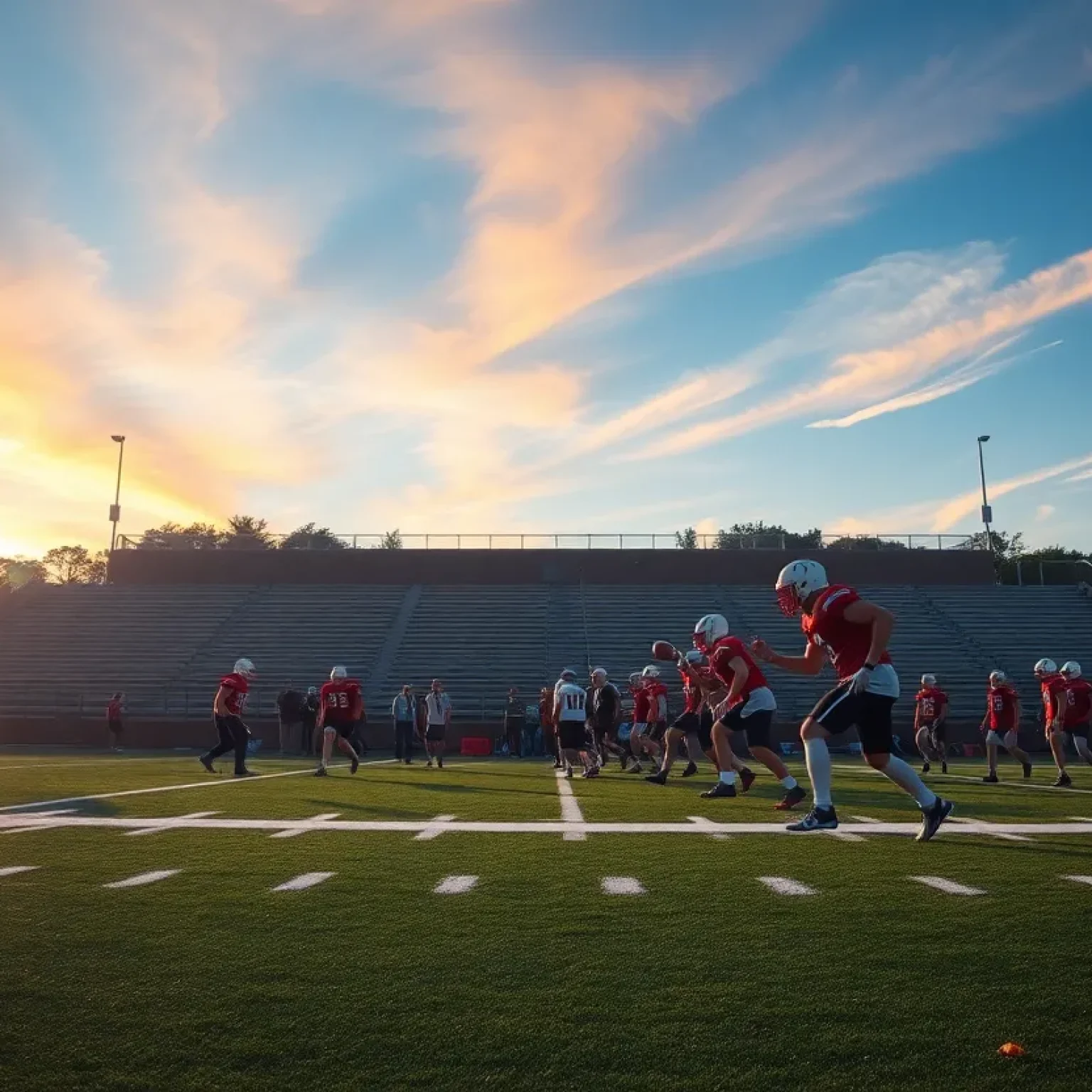 Football practice session for the Jacksonville Raines Vikings