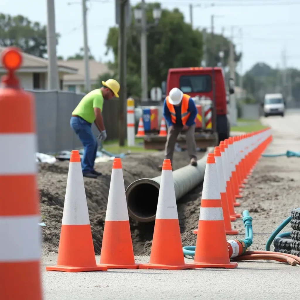 Construction of water main replacement in Jacksonville