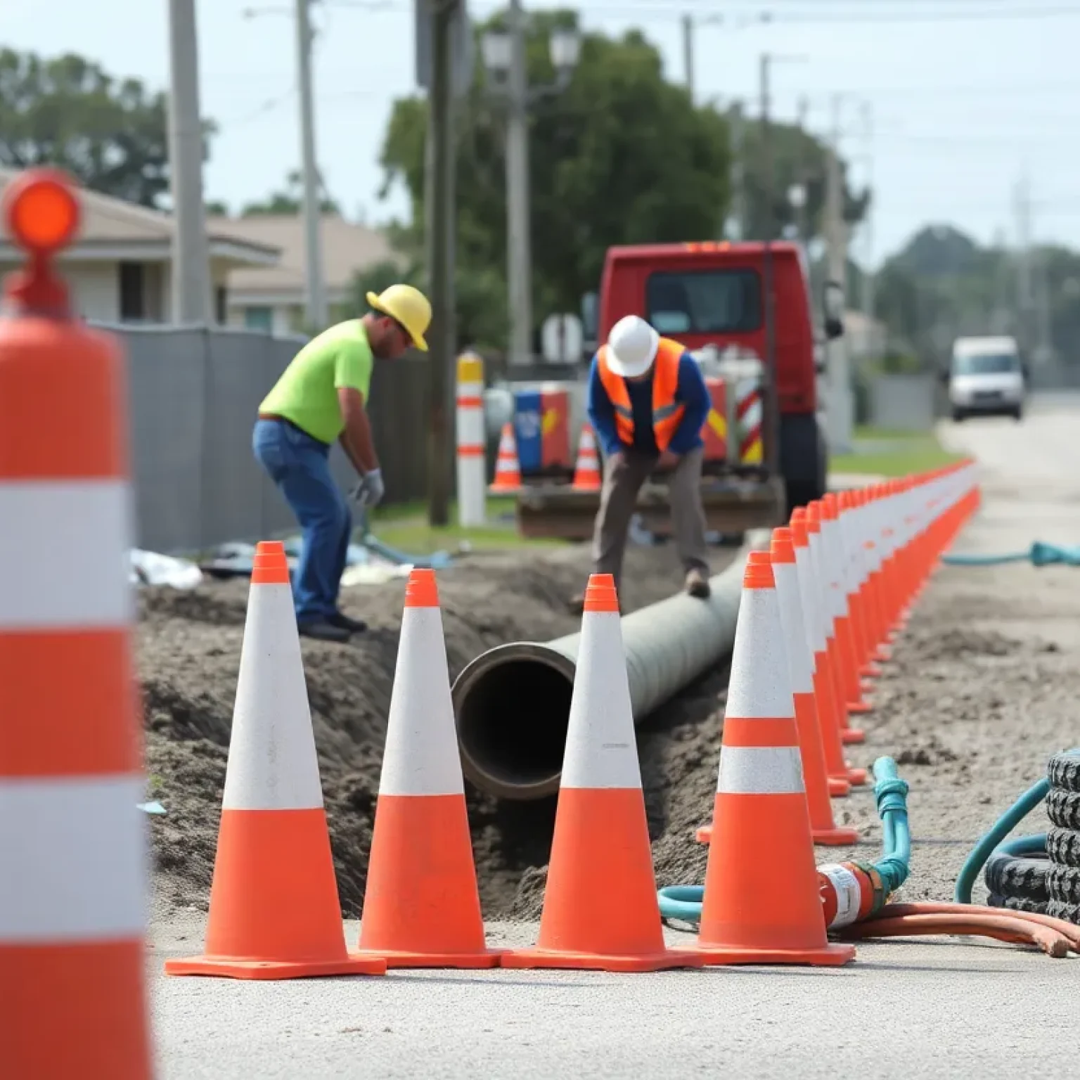 Construction of water main replacement in Jacksonville