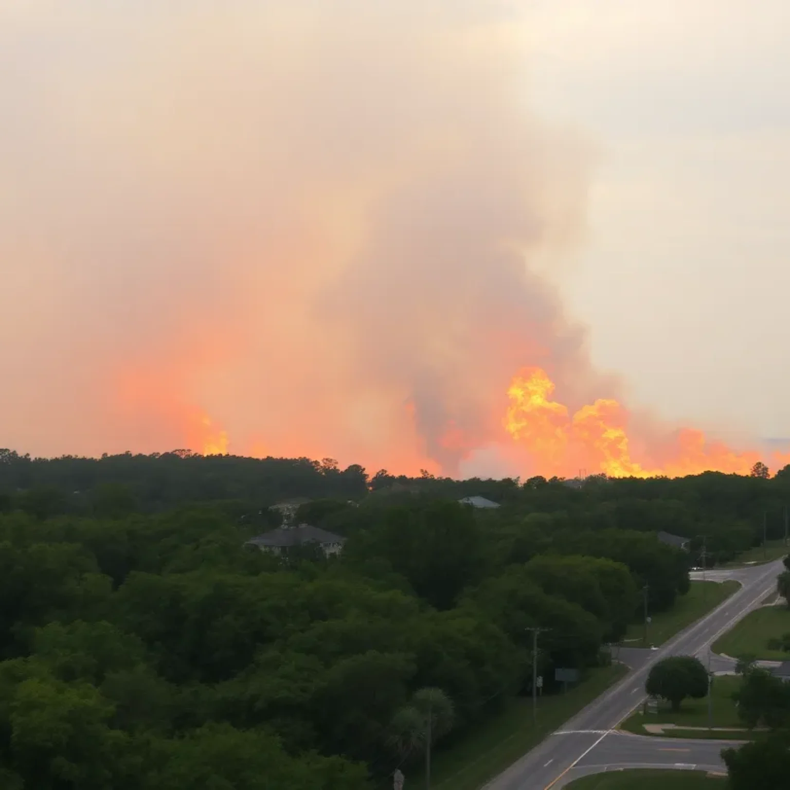Wildfire burning near US-17 in Jacksonville, Florida