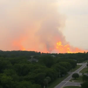 Wildfire burning near US-17 in Jacksonville, Florida