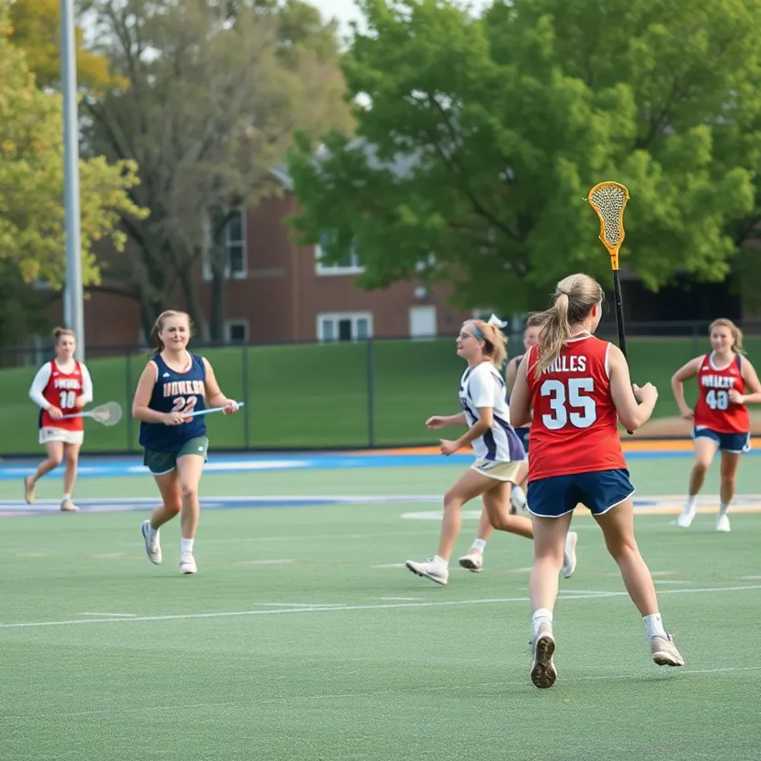 Liberty University women's lacrosse team playing a game