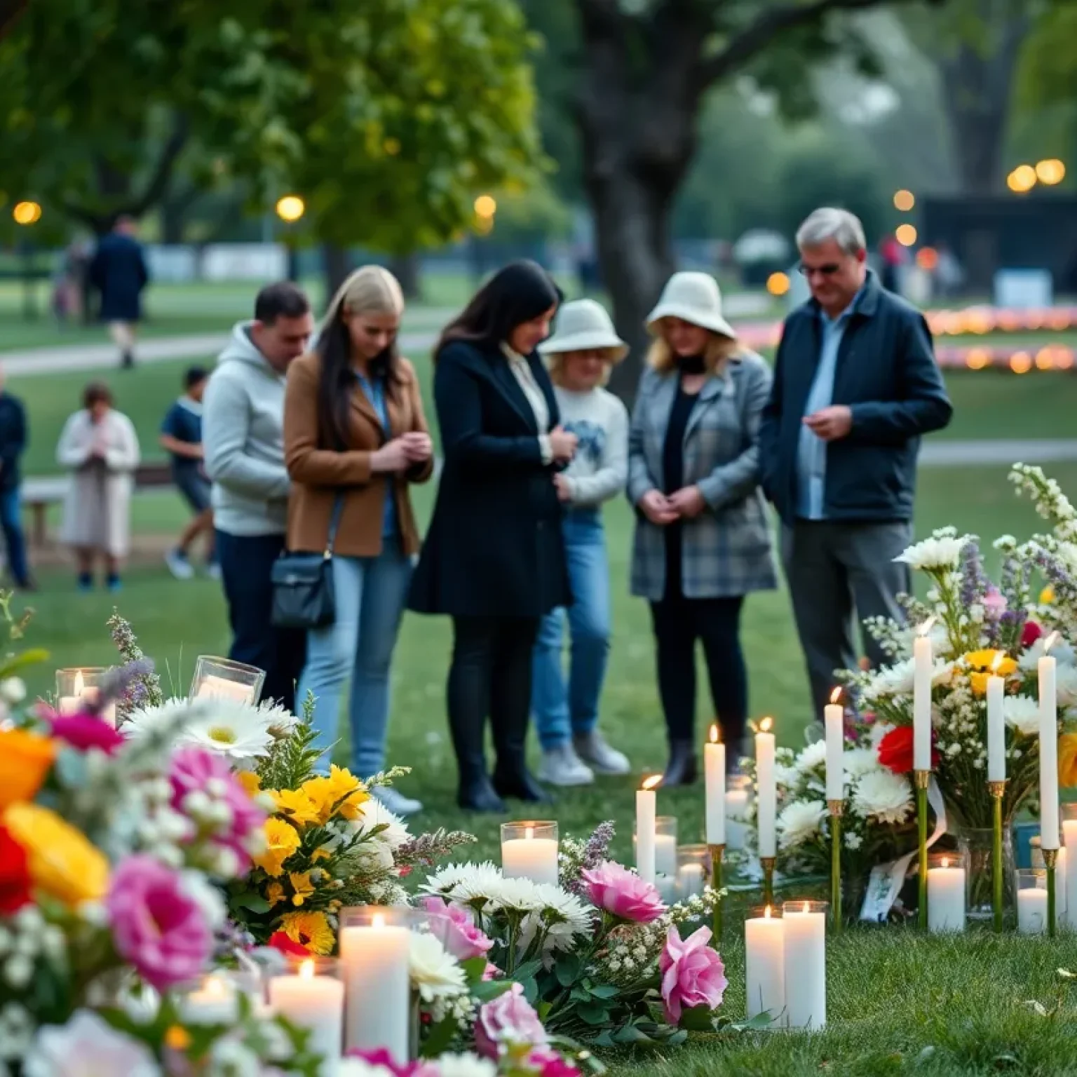 A gathering of family and friends at a memorial service, reflecting love and remembrance.
