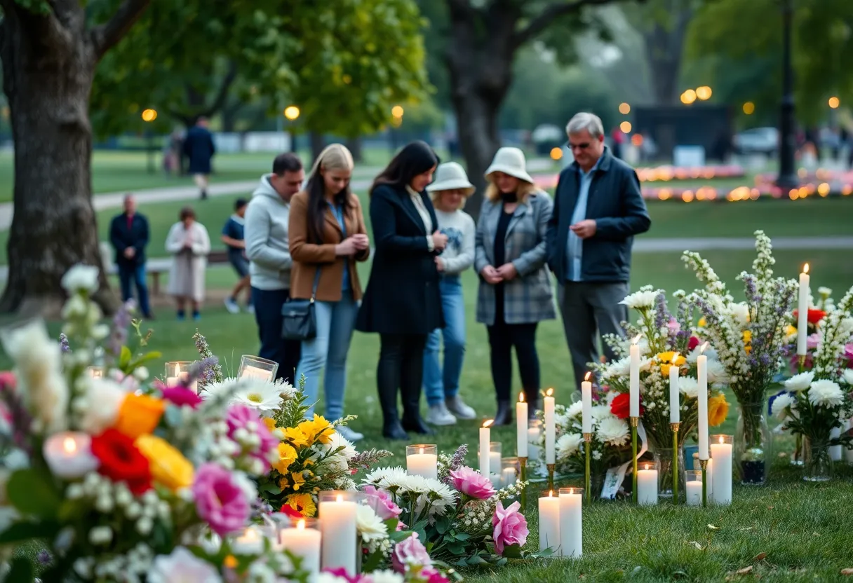 A gathering of family and friends at a memorial service, reflecting love and remembrance.
