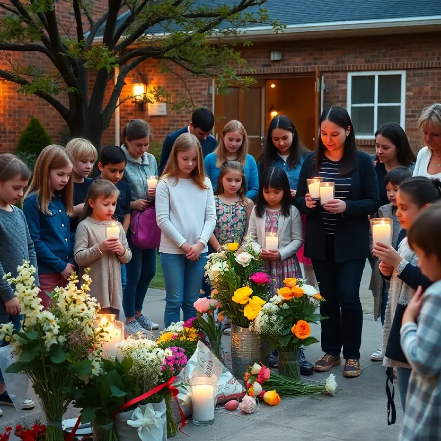 Community memorial outside Land Mark Middle School in honor of Rosanna Lewis Gerard