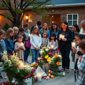 Community memorial outside Land Mark Middle School in honor of Rosanna Lewis Gerard