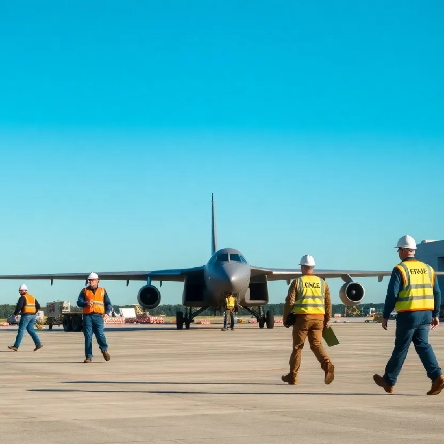 NAS Jacksonville airfield with personnel returning to work after evacuation lift