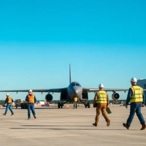 NAS Jacksonville airfield with personnel returning to work after evacuation lift
