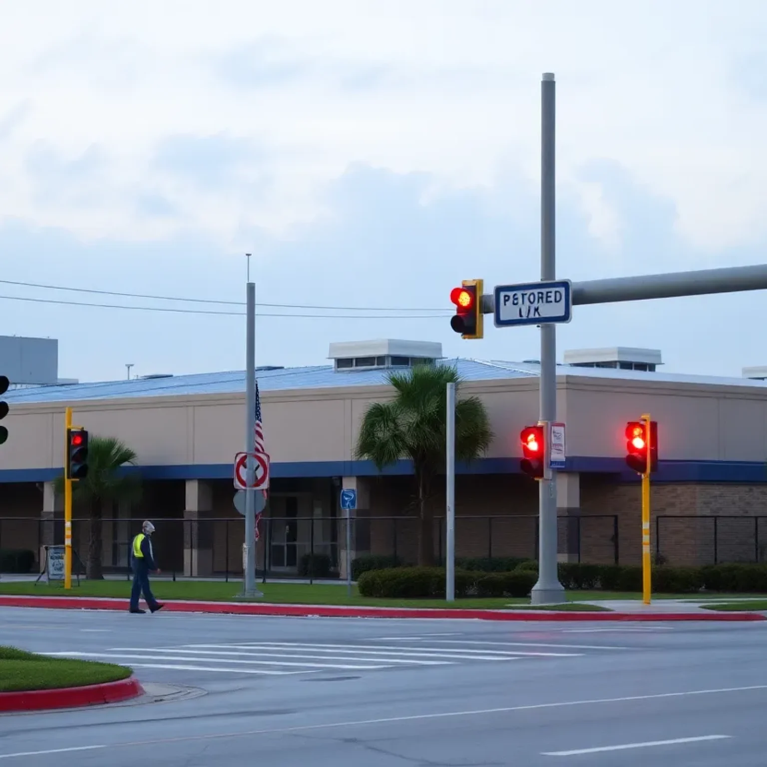 Naval Air Station Jacksonville with restored power and functioning traffic lights