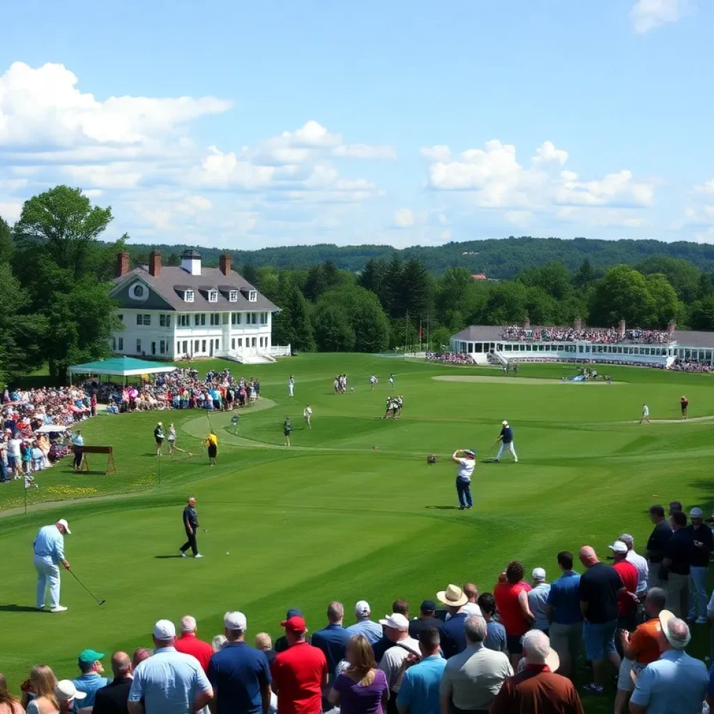 Golfers competing at Oakmont Country Club during the U.S. Open.