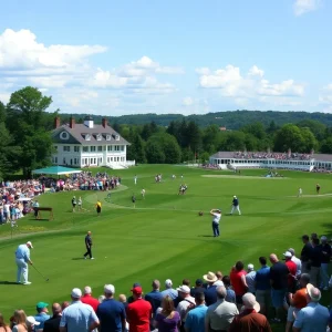 Golfers competing at Oakmont Country Club during the U.S. Open.