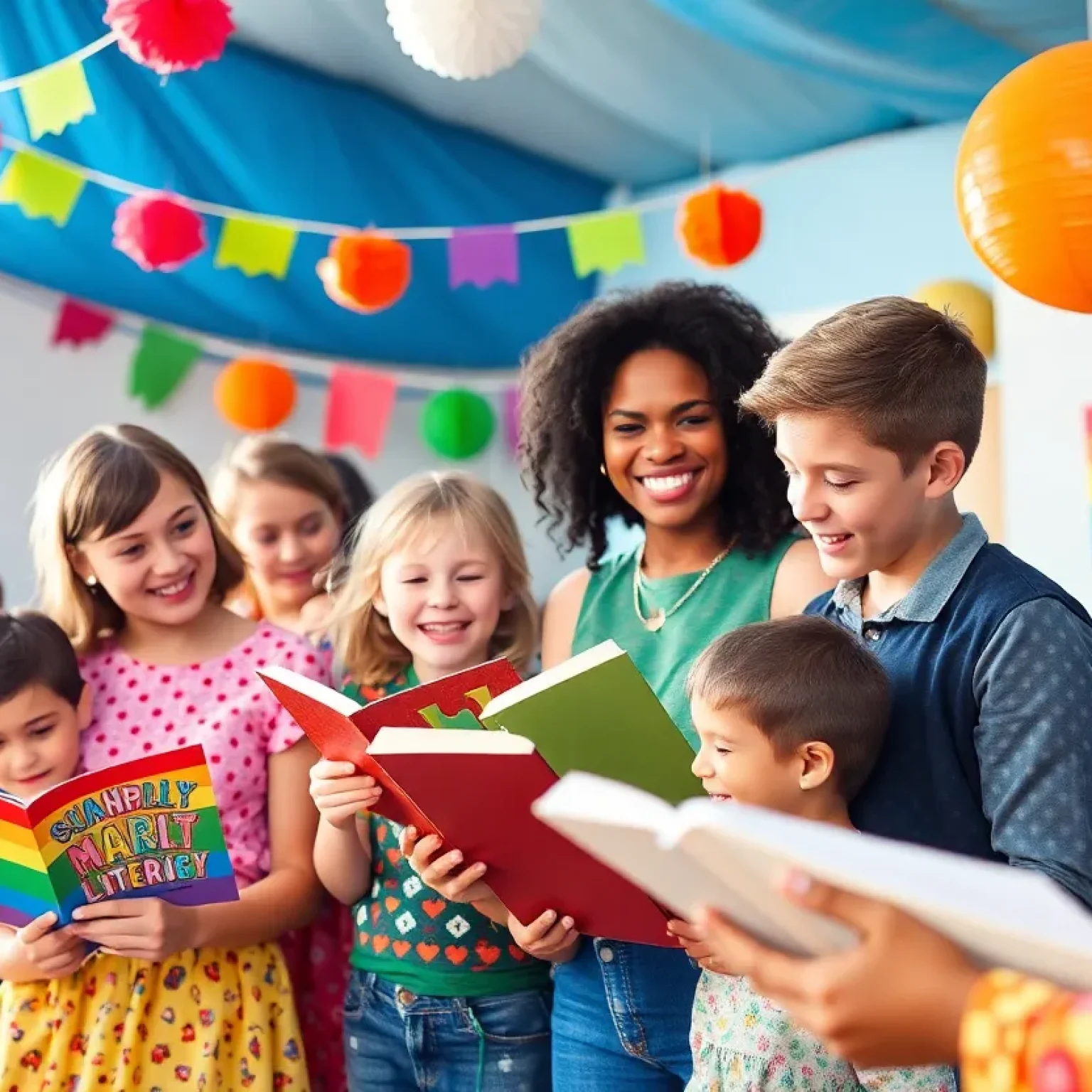 Families celebrating Pride Month at a literacy event in Jacksonville