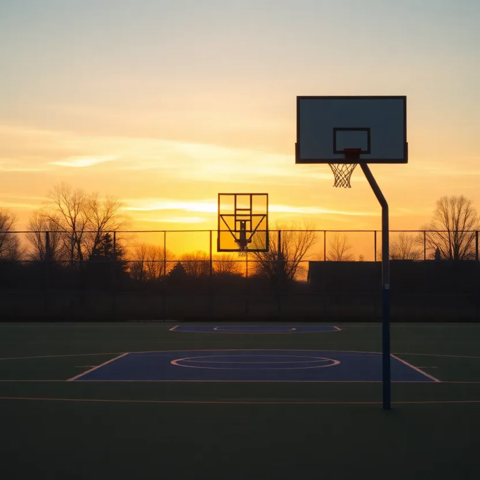 Sandalwood High School basketball court at sunset