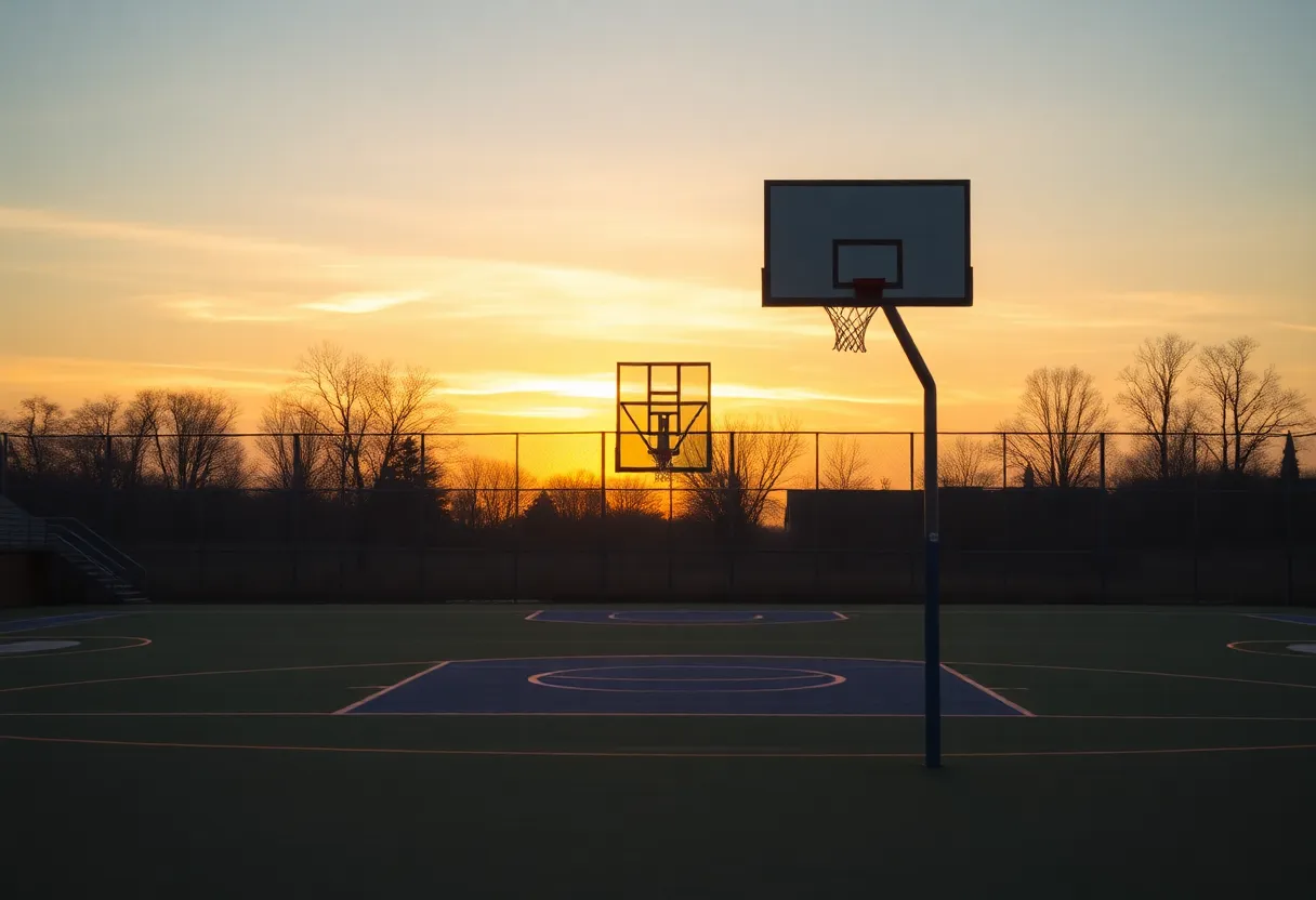 Sandalwood High School basketball court at sunset