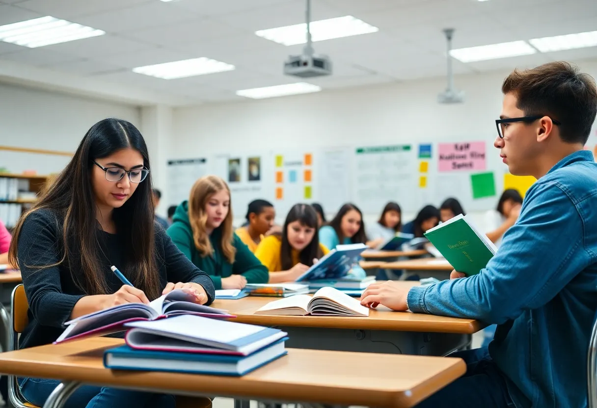 Students participating in a classroom focused on advanced educational programs