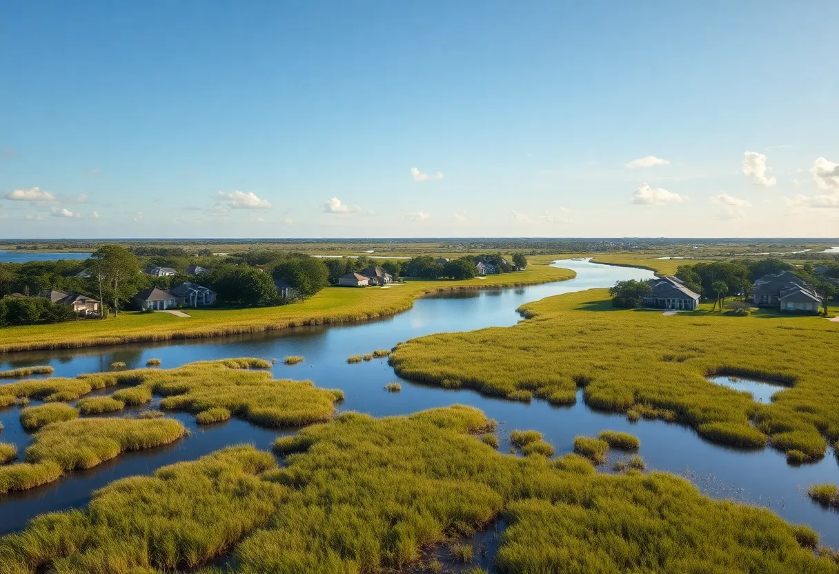 Rendering of Tocoi River Estates with green spaces and wetlands