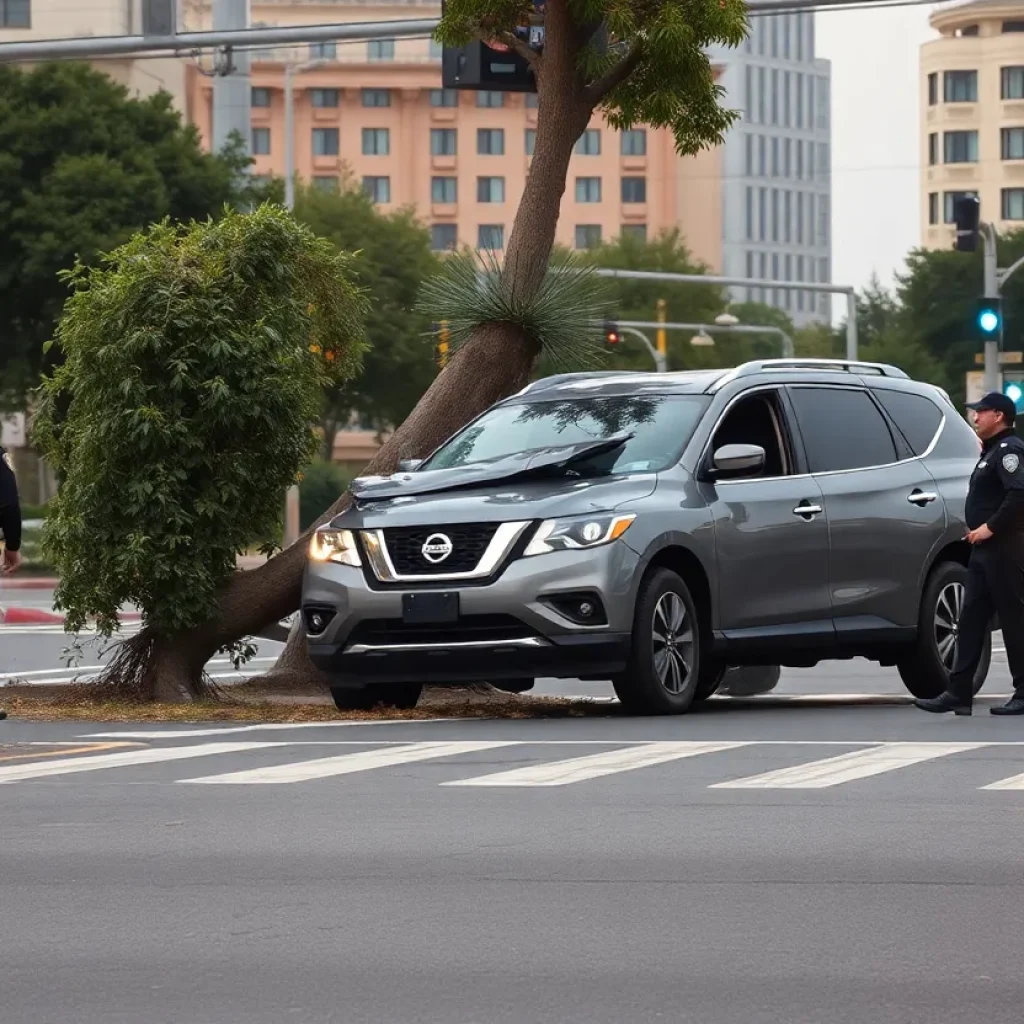 Scene of a traffic accident involving a Nissan SUV in Jacksonville