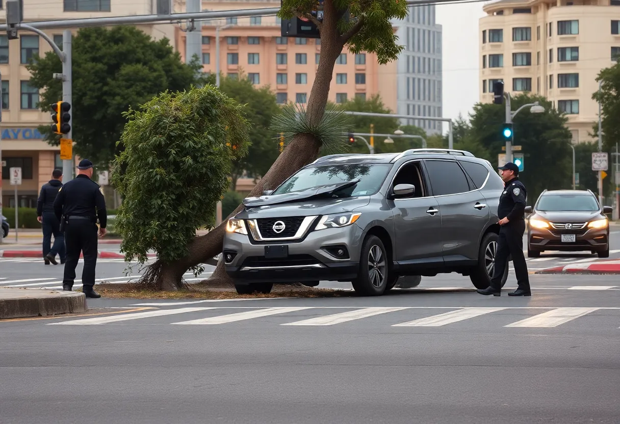 Scene of a traffic accident involving a Nissan SUV in Jacksonville