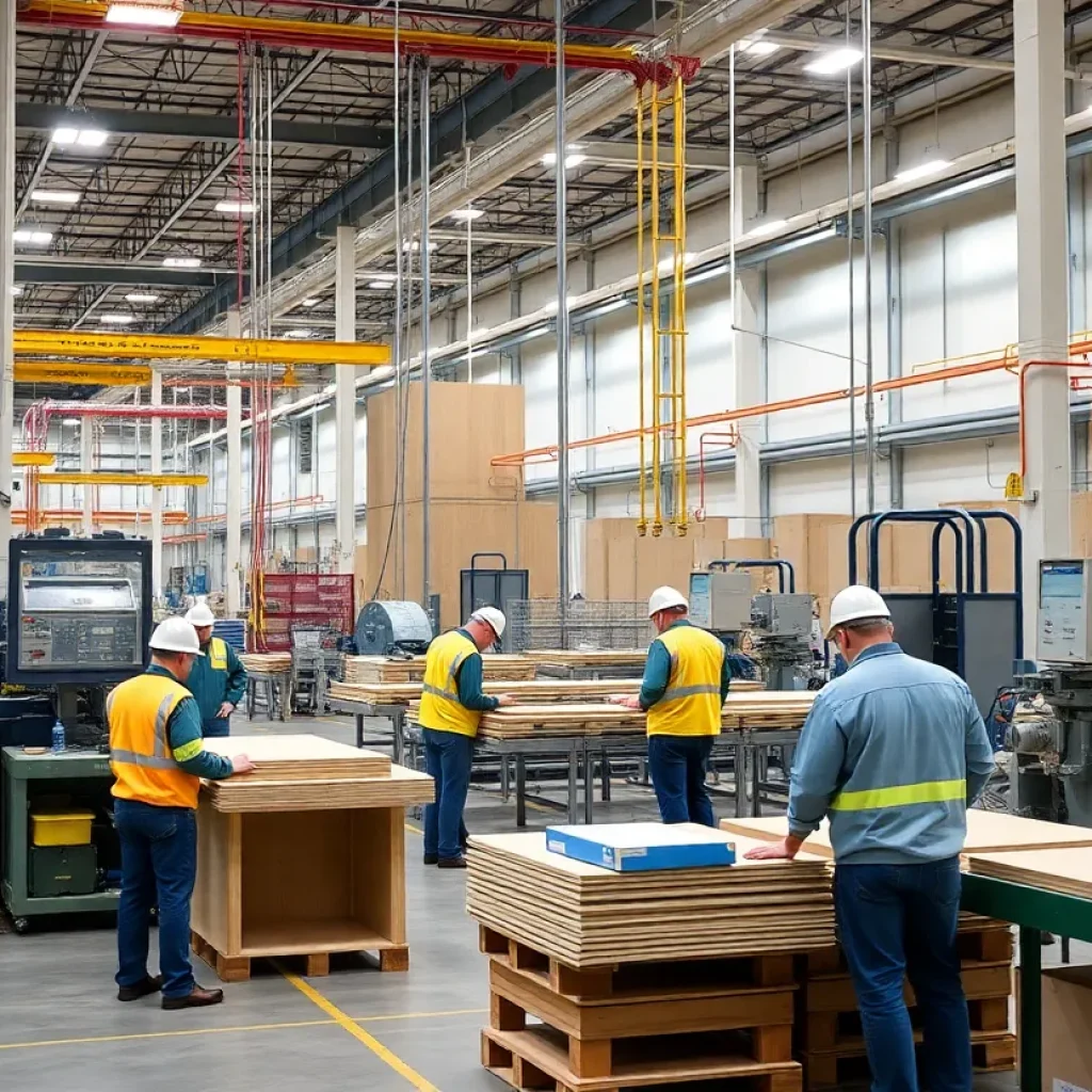 Workers at USG manufacturing plant in Jacksonville