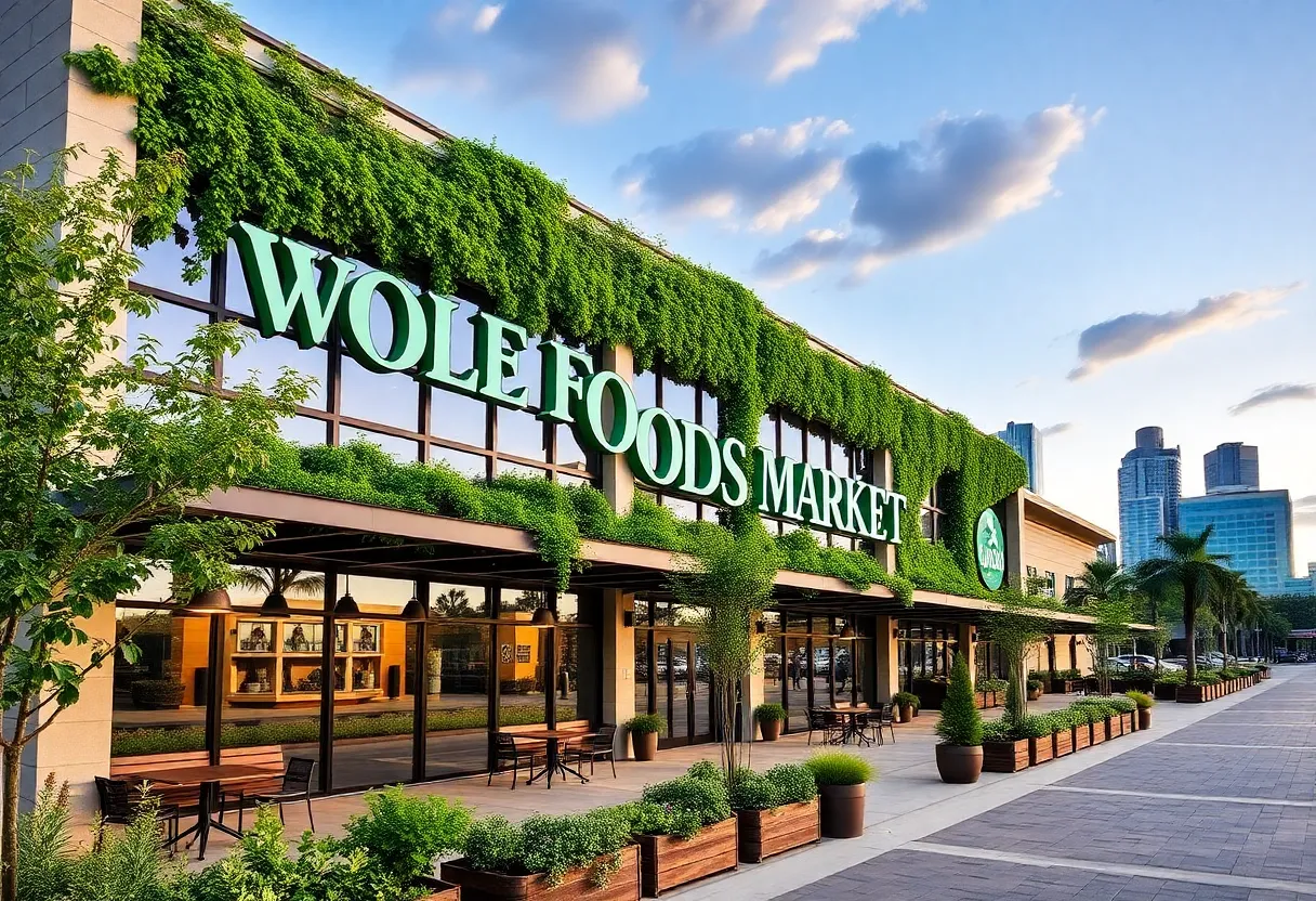 New Whole Foods Market under construction in Jacksonville with urban background.