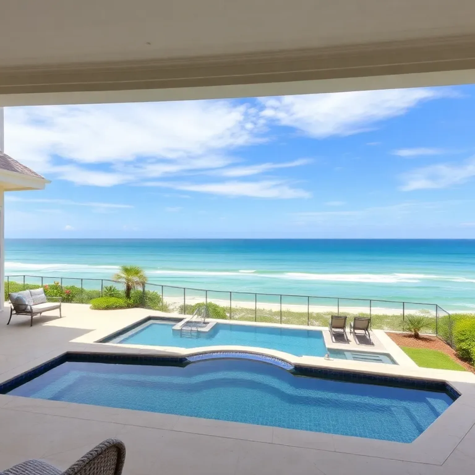 Exterior view of a luxurious oceanfront home in Atlantic Beach, Florida
