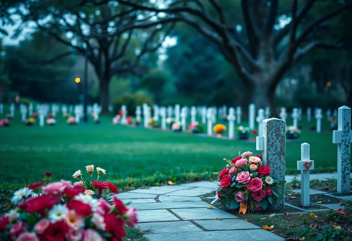 A peaceful park memorial dedicated to child safety and remembrance.