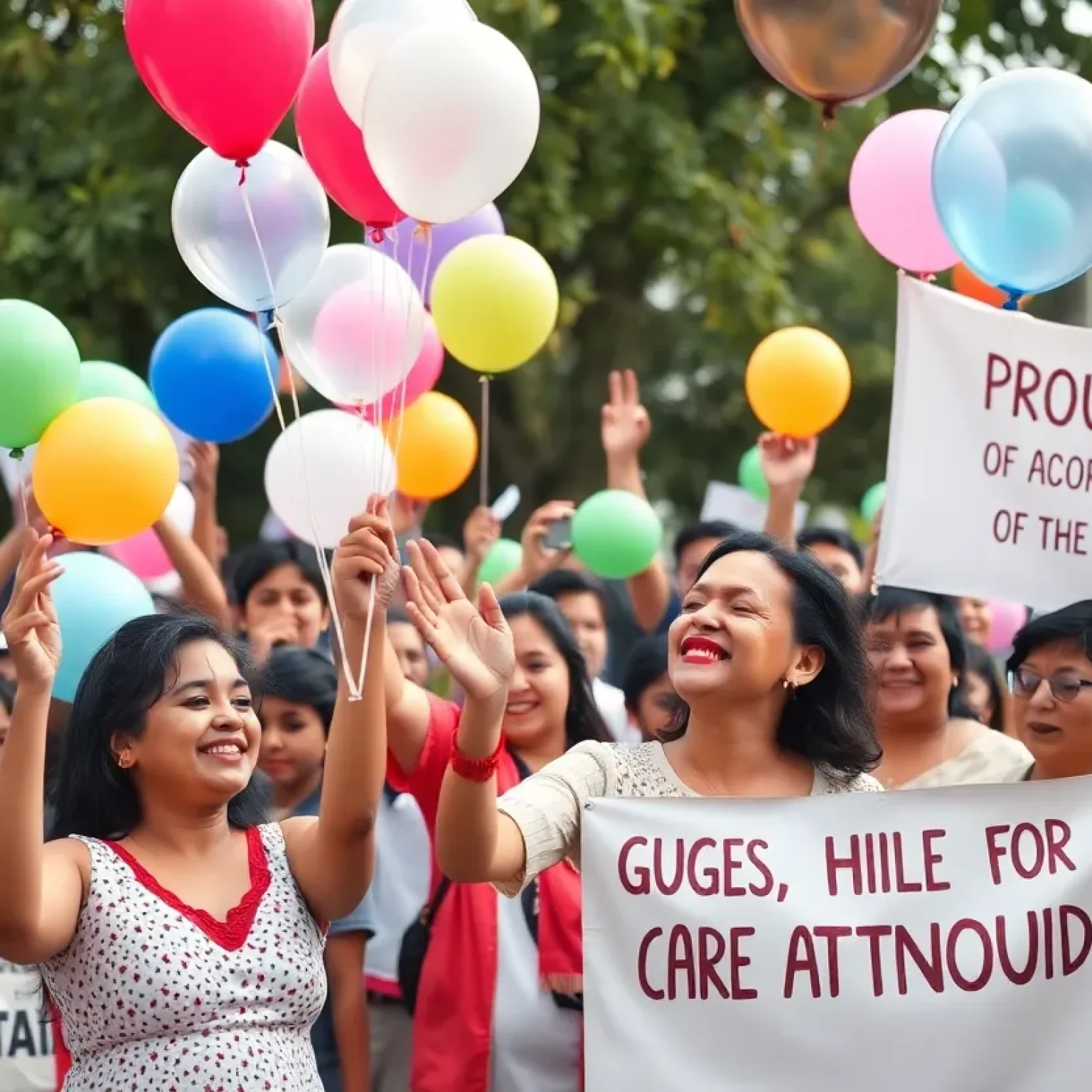 Community members celebrating the safe return of a missing child