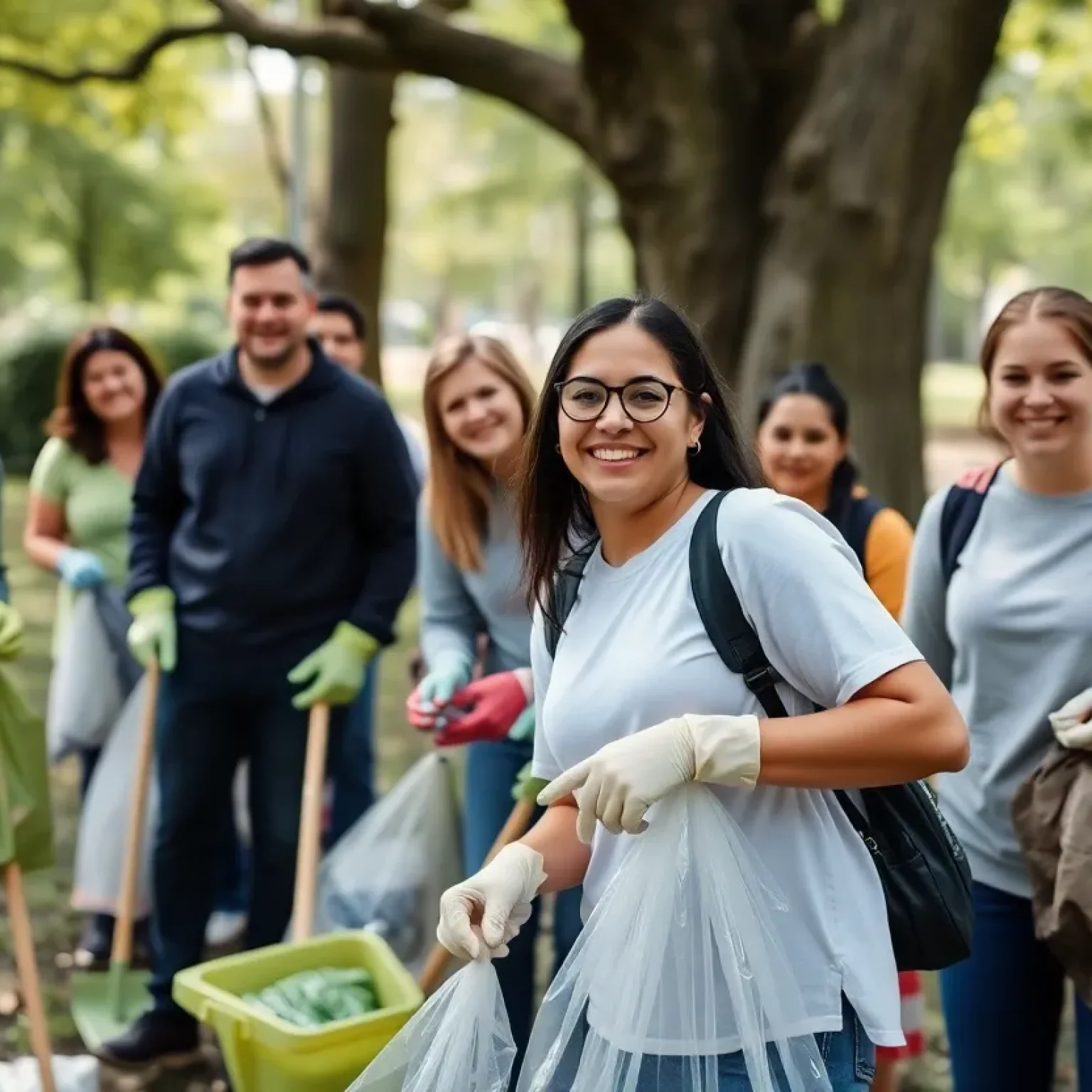 Volunteers cleaning a community park during the Park Clean-Up Day.