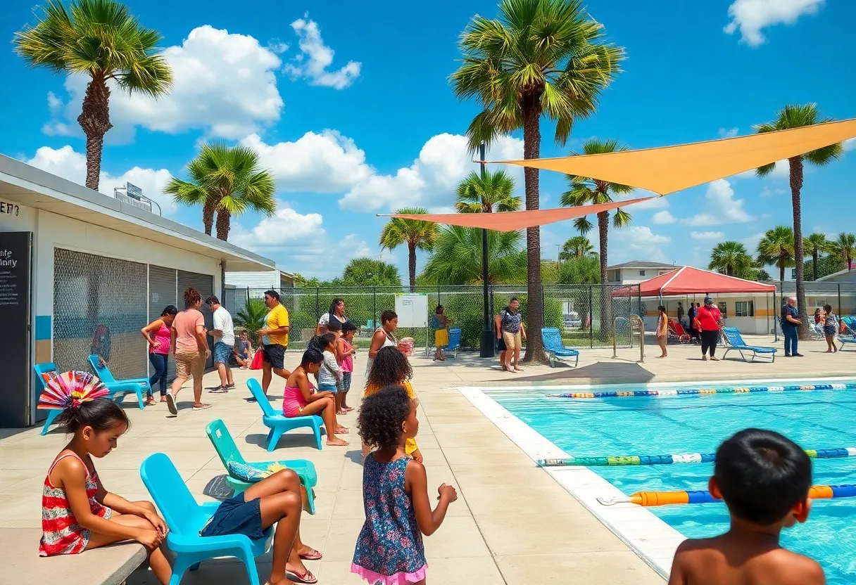 Families seeking relief from the heat at a cooling center in Jacksonville, Florida.