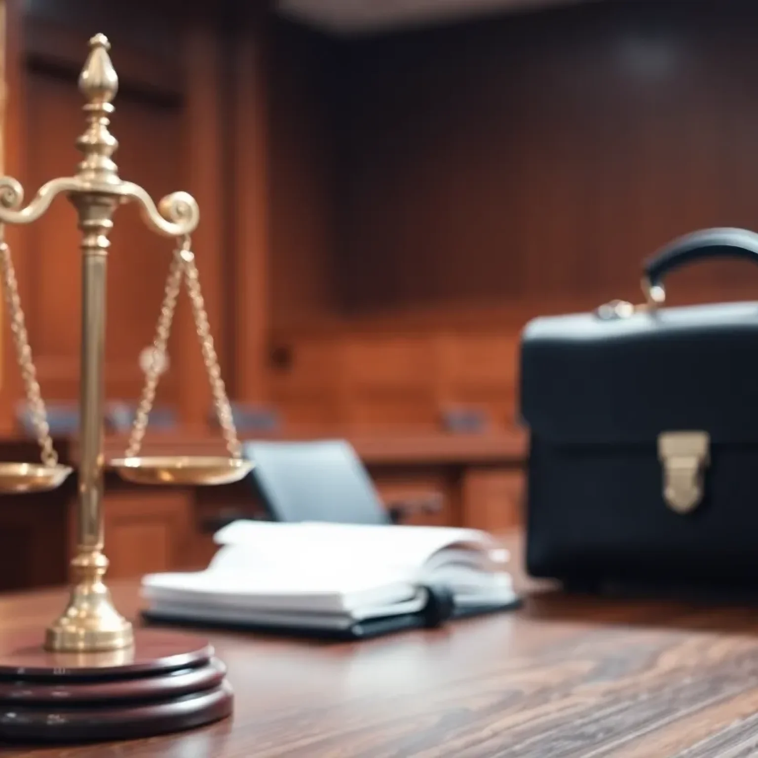 Courtroom scene representing legal discipline