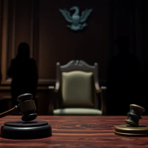 Courtroom Scene of a Murder Trial