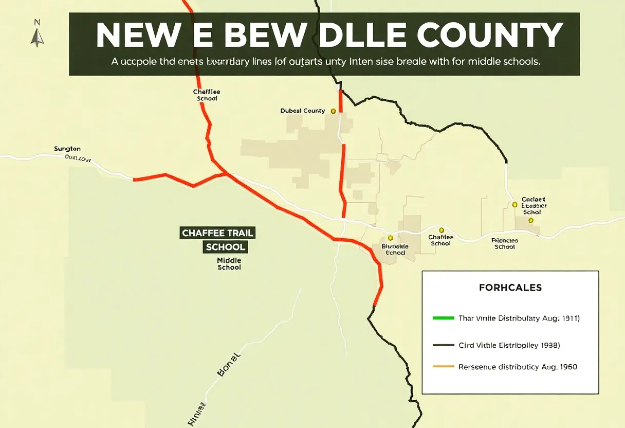 Map of Duval County Middle School boundaries