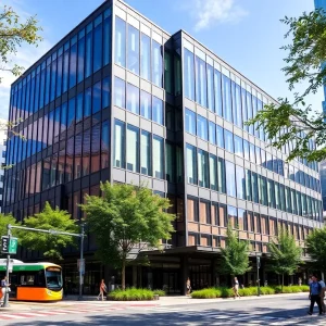 Downtown Jacksonville with a focus on an office building