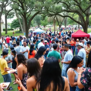 People enjoying the Duval Day block party in Jacksonville