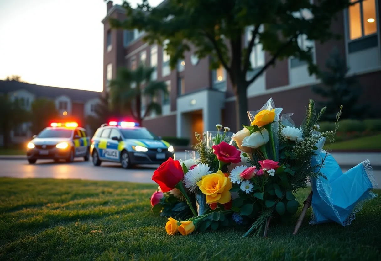 Memorial with flowers for shooting victims at Florida State University