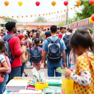 Families attending a back-to-school event in Jacksonville.