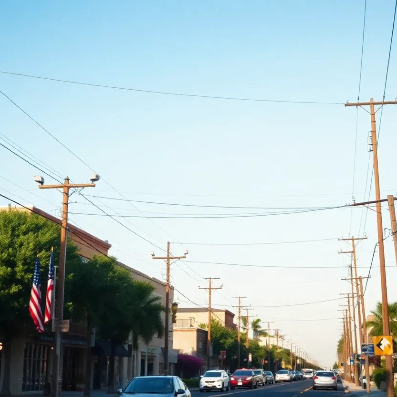 A street in Jacksonville with power restored after outages